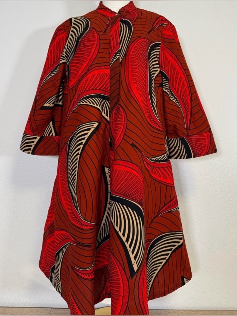 ZURI Kenya Dress Geometric Print 3/4 Sleeve Dress Women’s Sz Large